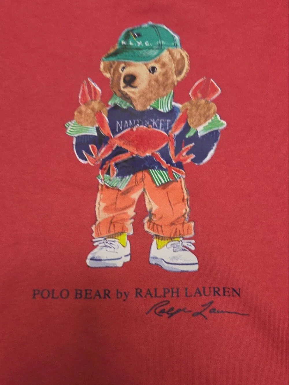 Ralph Lauren Coral-Red Polo Bear Sweatshirt